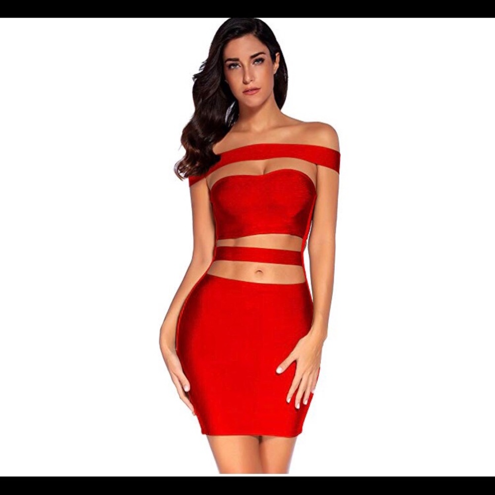 Off the shoulder bandage dress